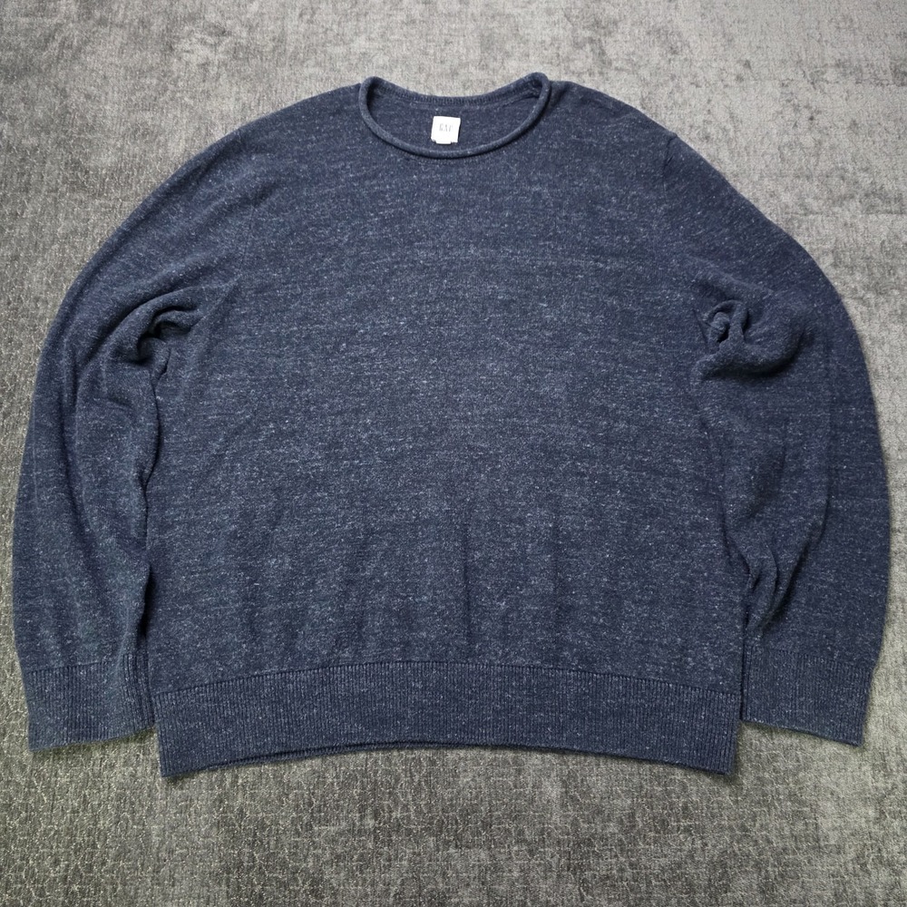 Gap Roll Neck Sweater Mens XL Navy Blue Preppy Boat Casual Pullover Heathered